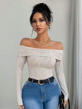 Solid Color Floral Textured Off-Shoulder Pleated Sexy Bodysuit
